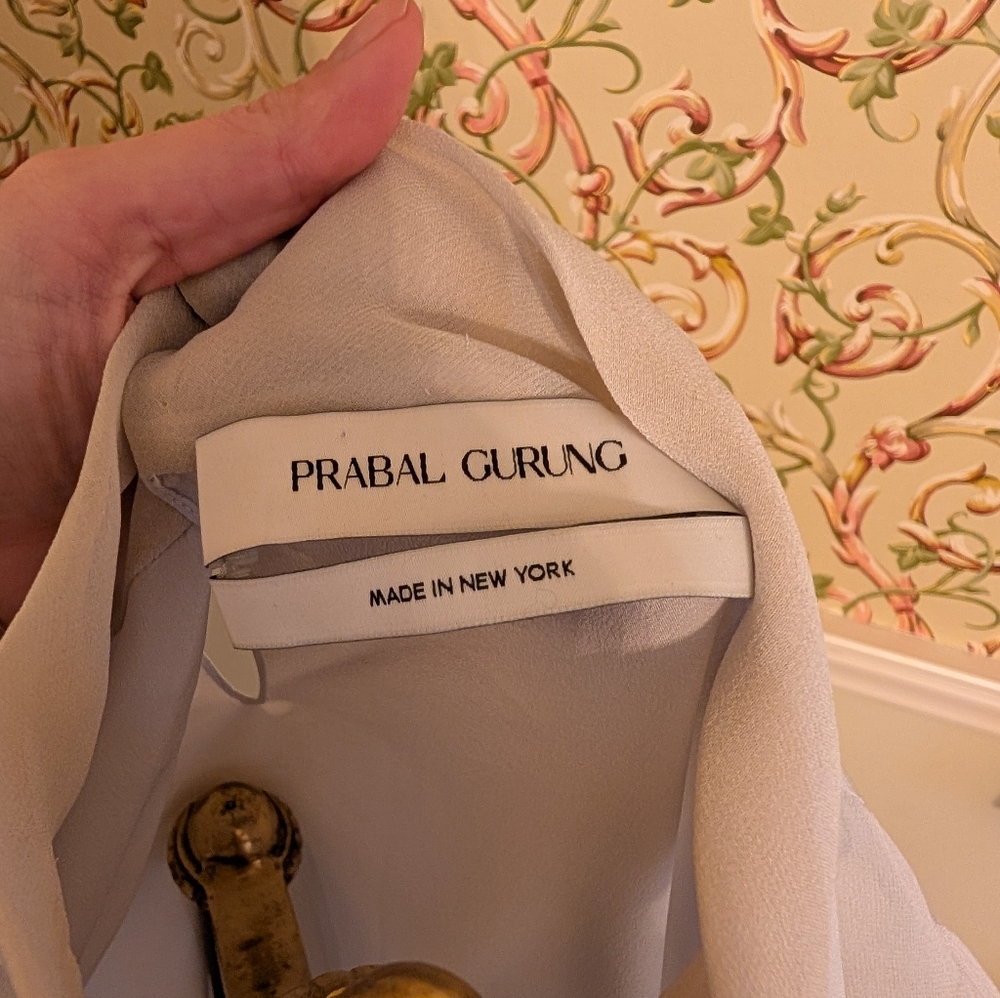 Prabal Gurung Silk Mockneck layered sleeve blouse size 8 - Picture 7 of 10